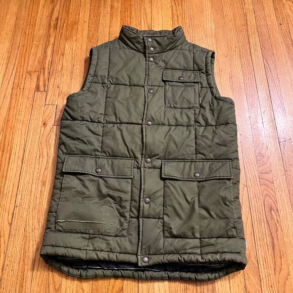 Burton Puffer Vest Mens Small Green Snap Dryride Jacket ** - Picture 1 of 8